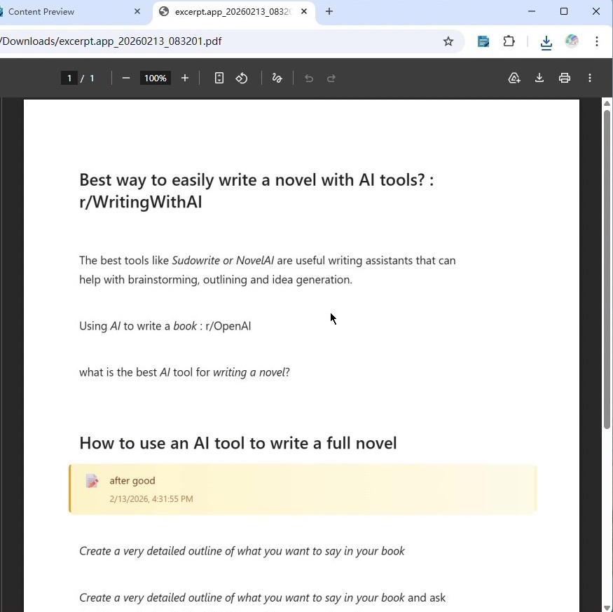 Excerpt clean PDF preview
